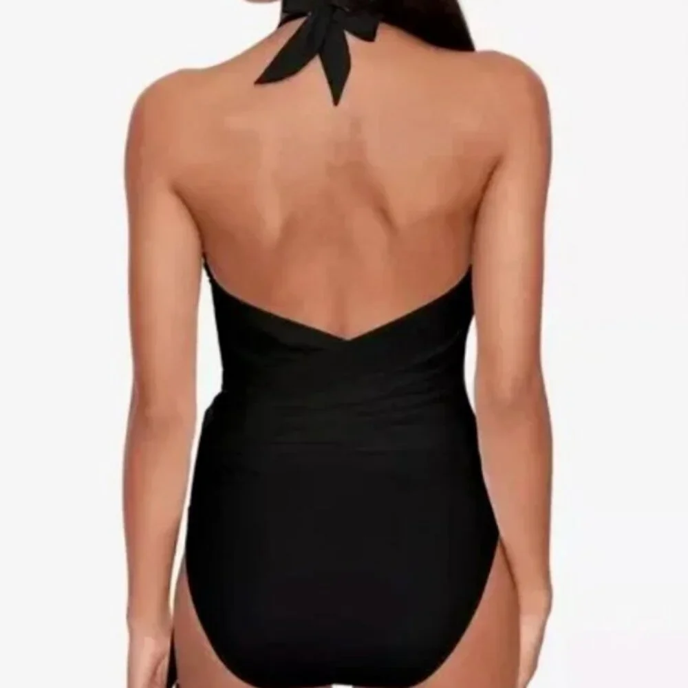 Lauren Ralph Lauren Halter Side-Tie Tummy-Control Black - Picture 14 of 14